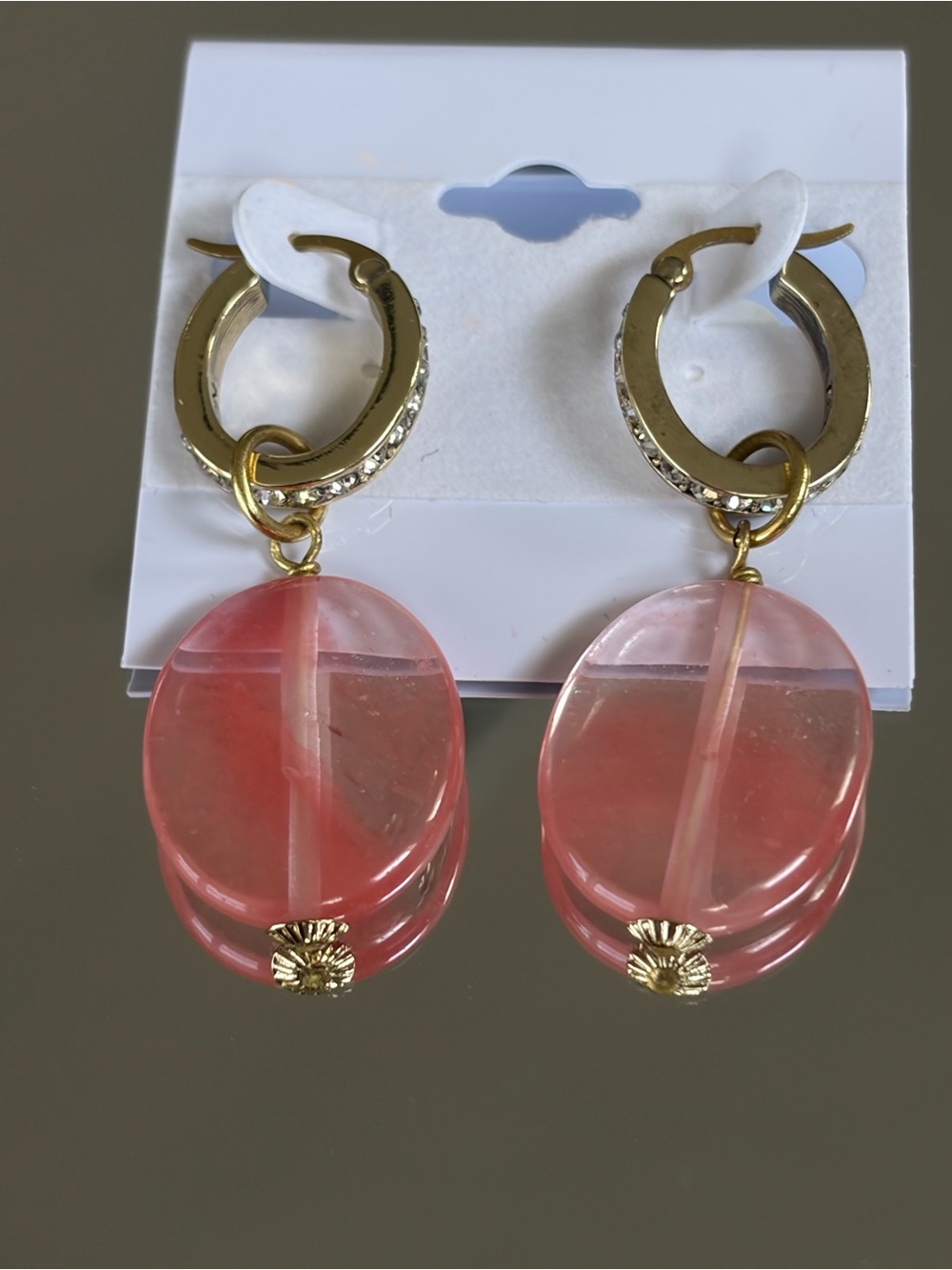 Heidi Daus "Loop Back Around" Transformable Charm Drop Hoop Earrings PINK NWT